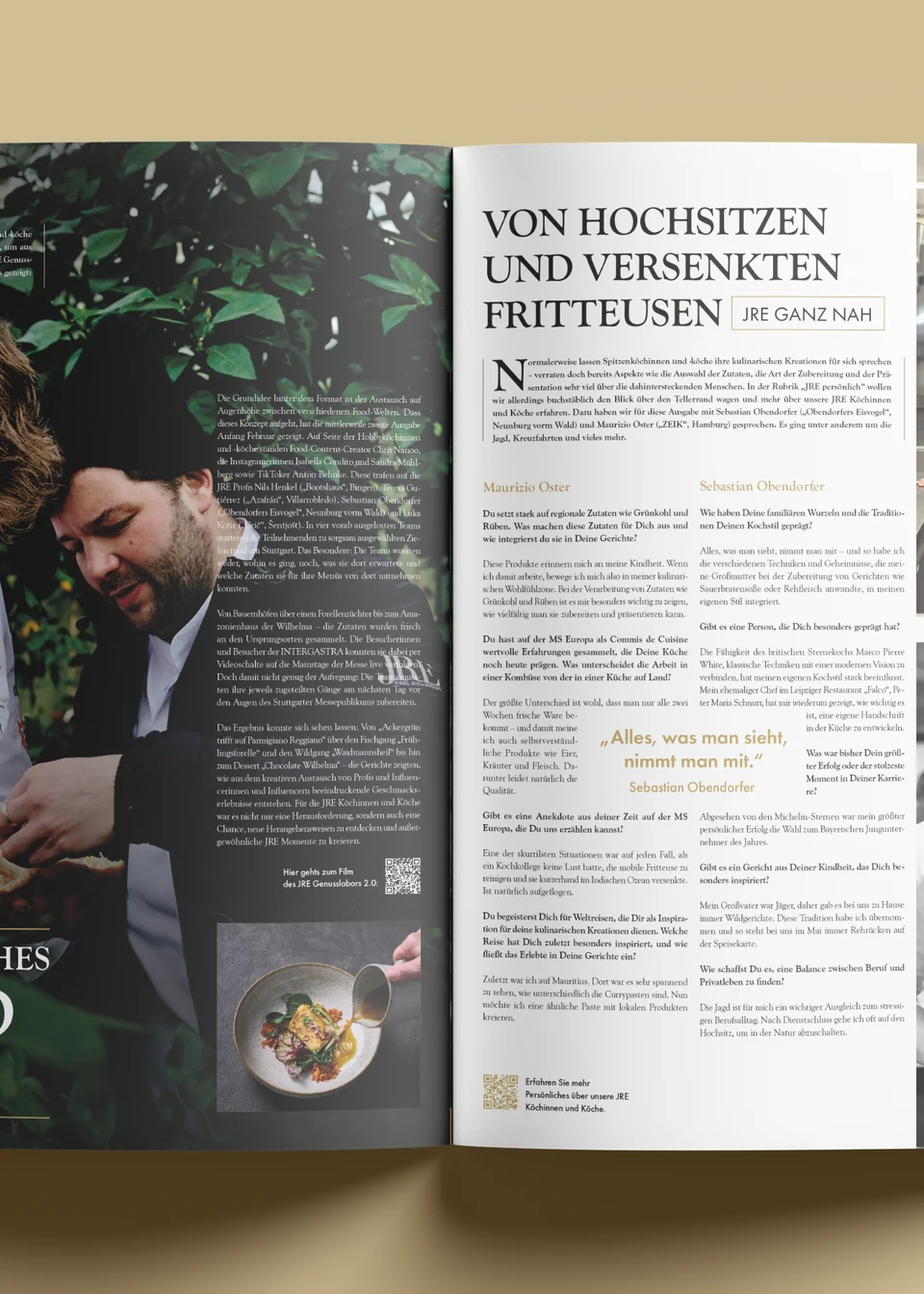 Jeunes Restaurateurs — JRE ganz nah Magazinspread