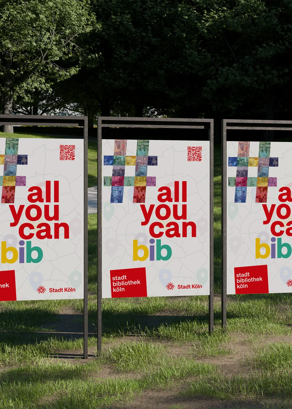 Stadtbibliothek Köln — Plakate im Park